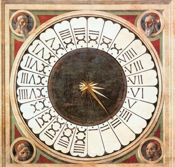 UCCELLO, Paolo Clock with Heads of Prophets Norge oil painting art
